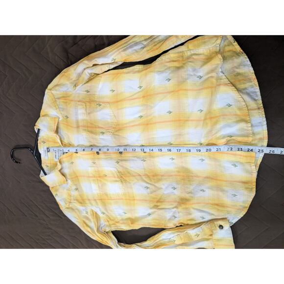 Yellow & white plaid cotton collared button up Western style shirt by Ariat, S - Picture 9 of 9